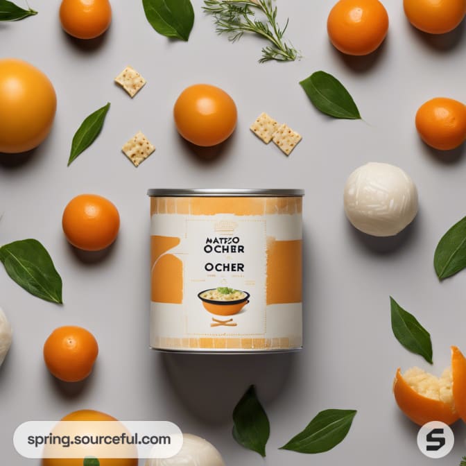Round can surrounded by ingredients.