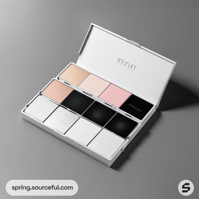 White palette containing eight blush and highlight shades.