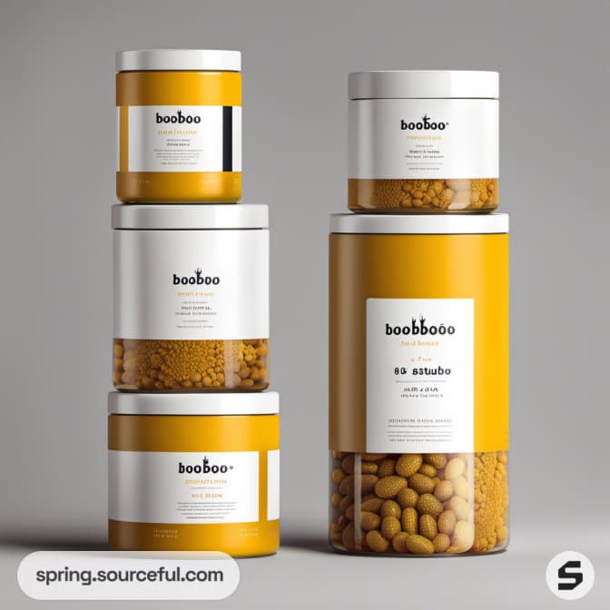 Stacked jars with dog graphic, transparent lid, gray.