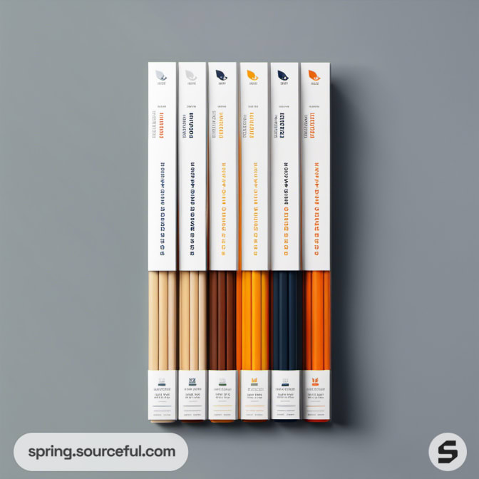 Set of colored pencils in sleek packaging with minimal design.