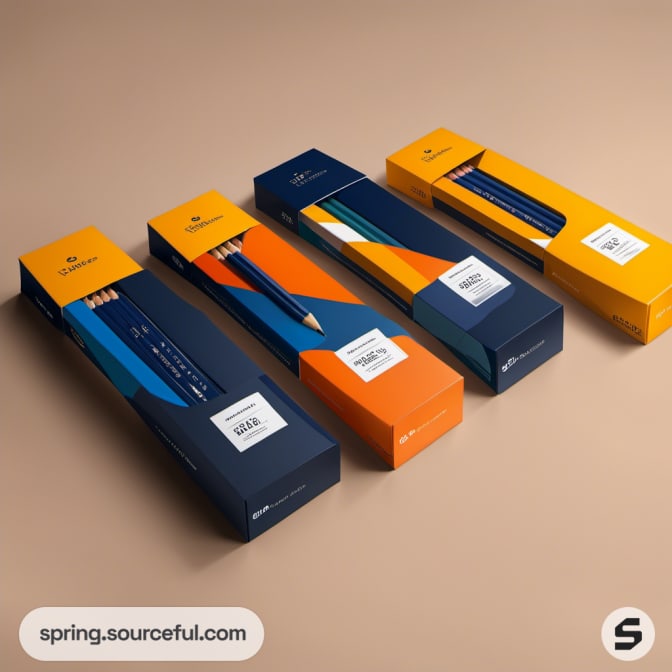 Color-coordinated pencil sets in minimalist packaging.