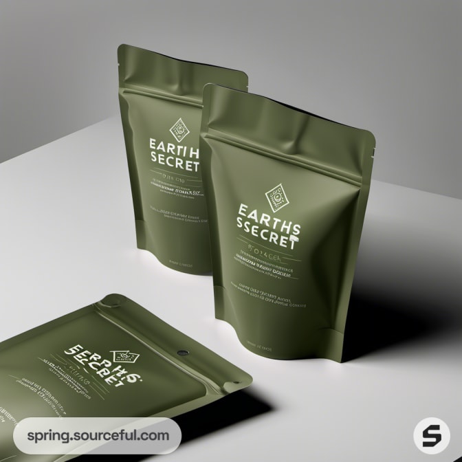 Set of three green resealable pouches.