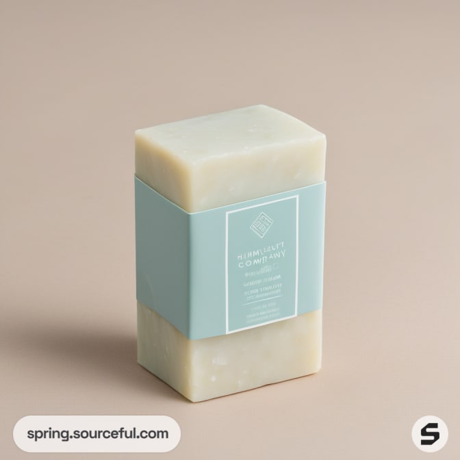 Single light green soap bar with mint wrapper.