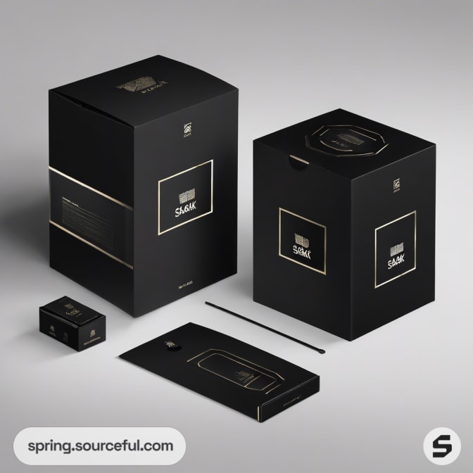 Black boxes with gold detailing
