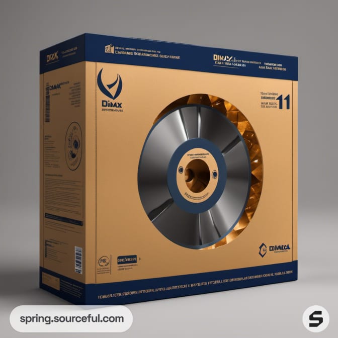 Large boxed metal product with orange and blue packaging.