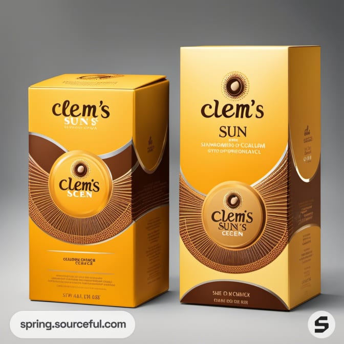 Two golden and brown cylindrical packaging boxes.