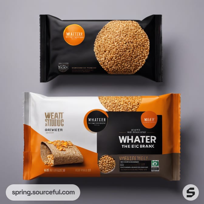 Black and orange wrapper for cereal bars.