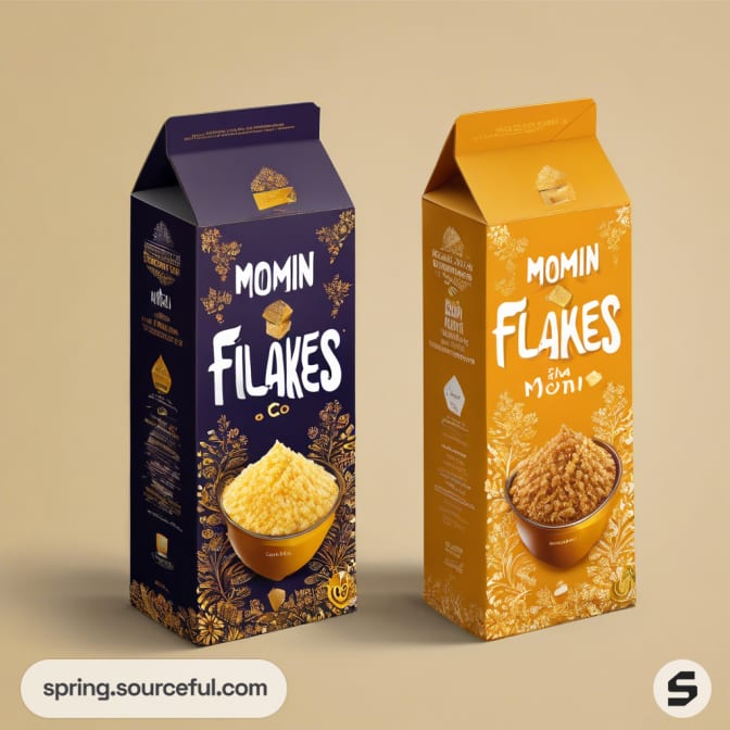 Two cereal boxes with intricate floral designs