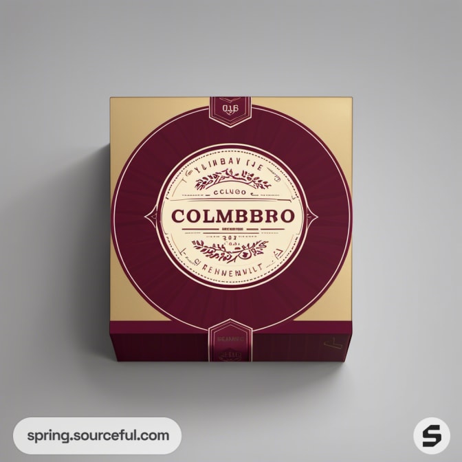 Square box with red and gold design, elegant and classic style.