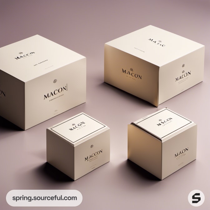 Set of beige square boxes on a taupe surface.