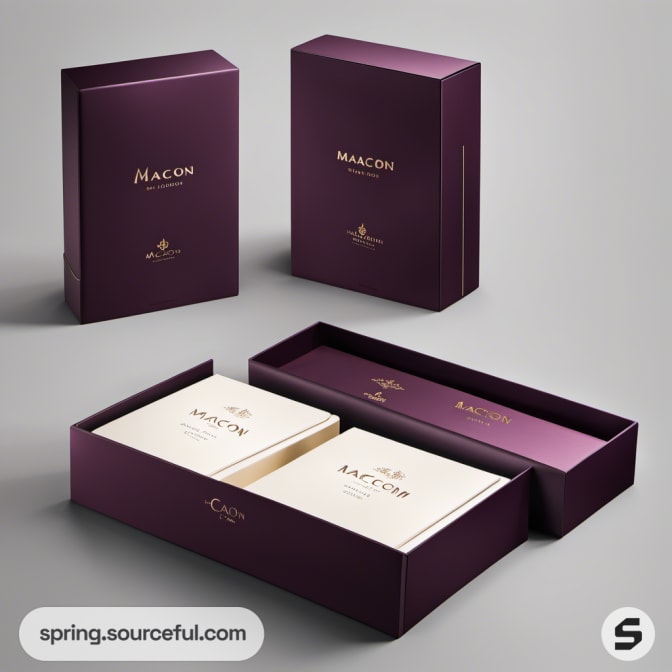 Open purple box displaying its contents.