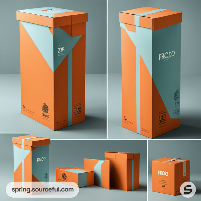 Set of orange and teal boxes with sleek design