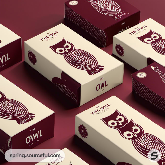 White and red boxes with stylized owl illustrations, labeled 'The Owl'.