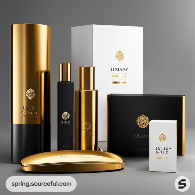 Black and gold luxury bottles with white box