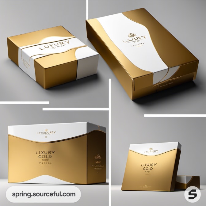 Gold and white luxury box set with curves