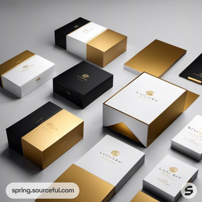 Black and gold luxury boxes with patterns