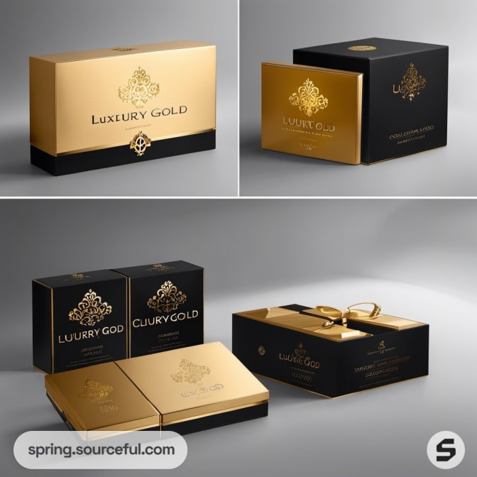 Luxury gold and black boxes with ornate design
