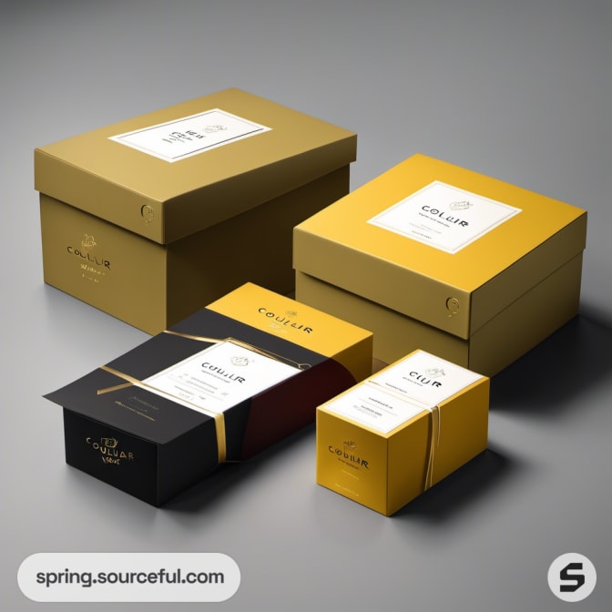 Classic gold and brown box set with product labels.