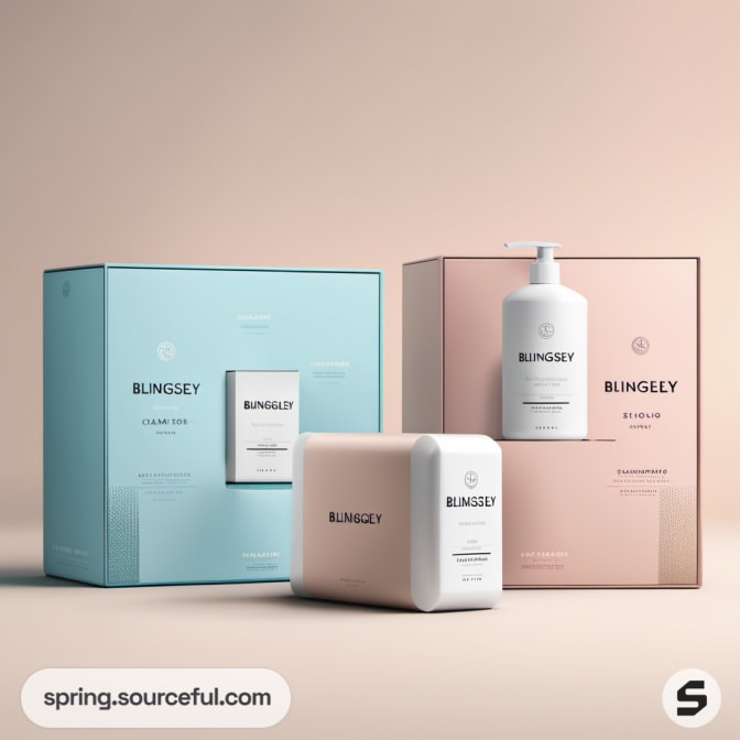 Large blue and beige Blingsley packaging with lotion pump bottle.