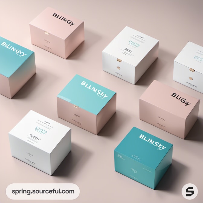 Several pastel-colored Blingsley boxes arranged neatly.