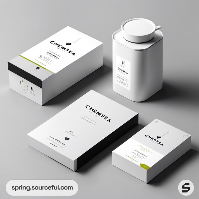 White tea canister and rectangular tea boxes.