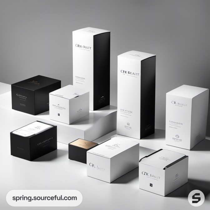 Tall black and white rectangular boxes in rows
