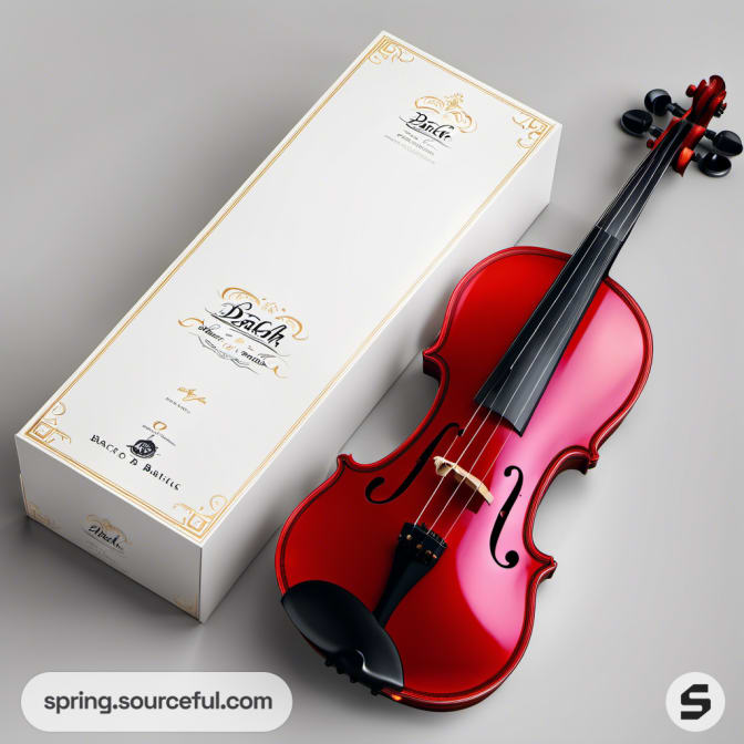 Minimalistic white box with violin and gold accents for a premium look.
