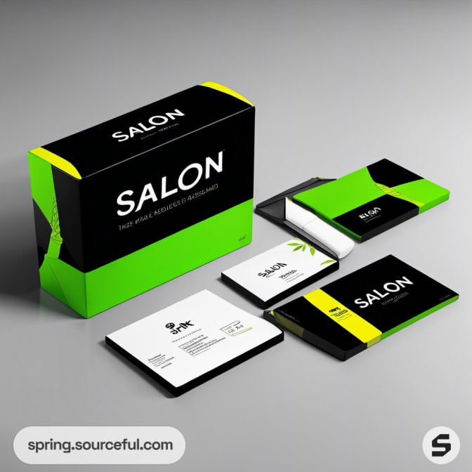 Black and green mailer box with business cards.