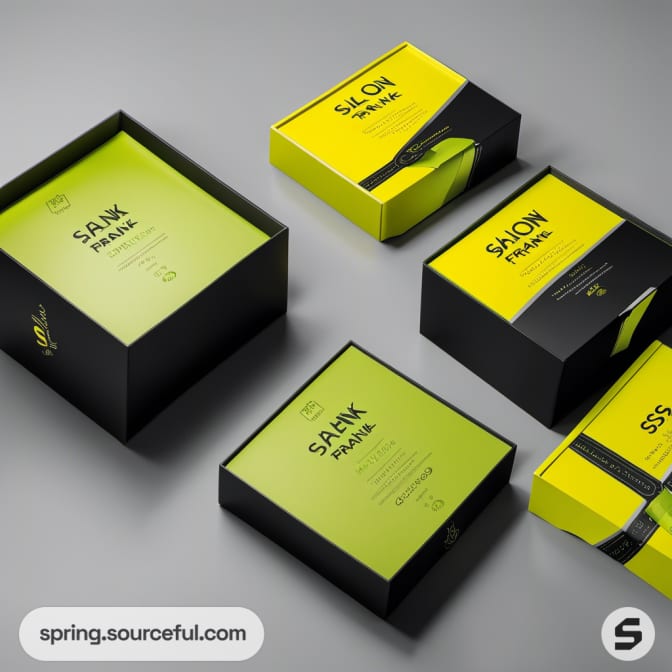 Yellow and black packaging boxes displayed.