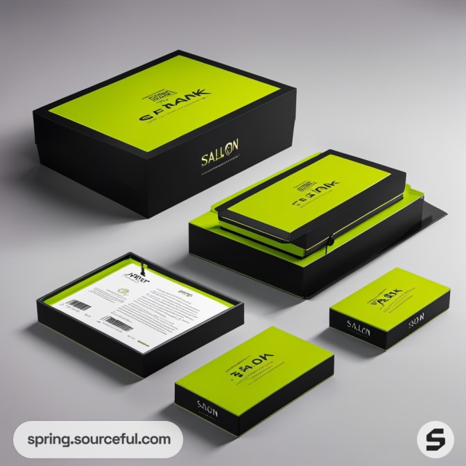 Green and black boxes with card inserts.