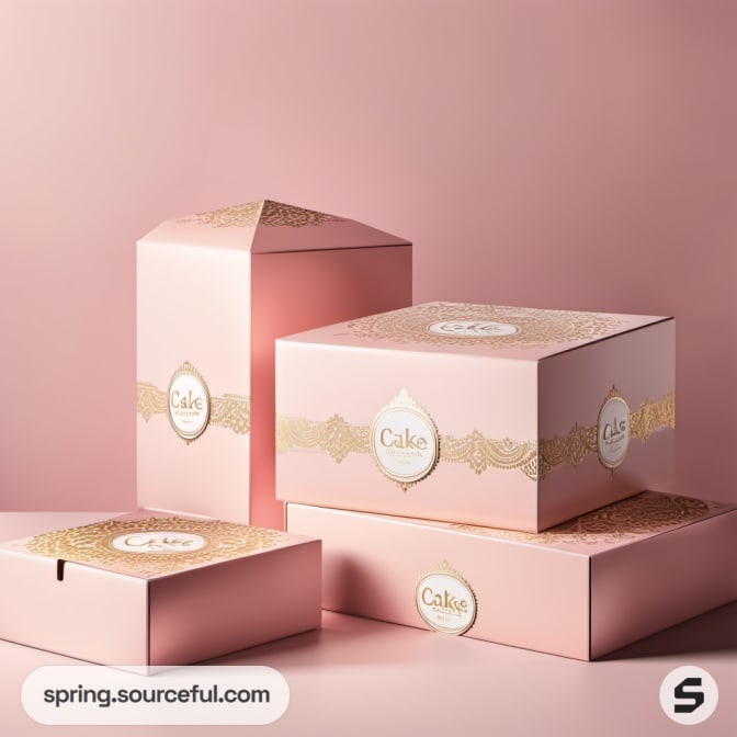 Large and small pink boxes with elegant patterns