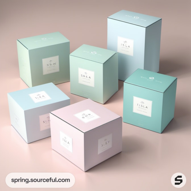 Assorted pastel cube boxes in various soft colors.