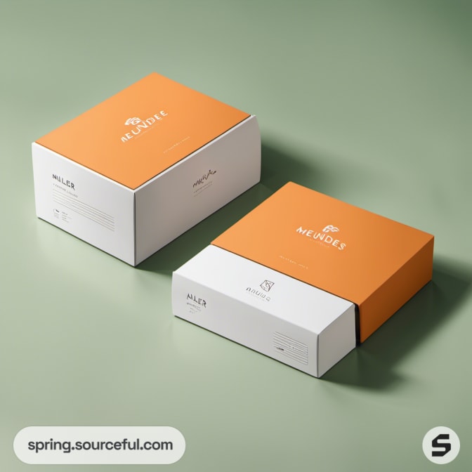 Orange and white two-piece boxes on green background.