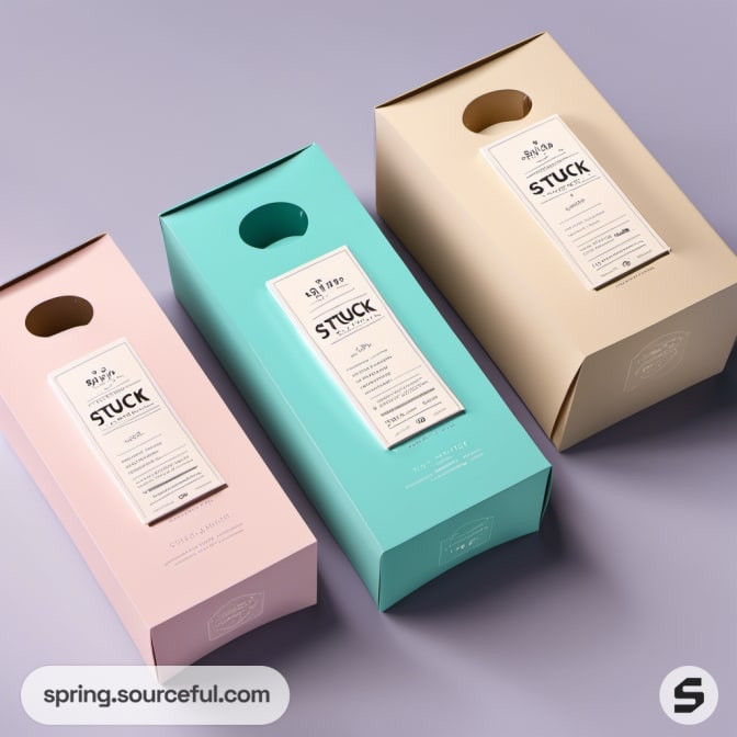 Three pastel handle boxes on purple background.
