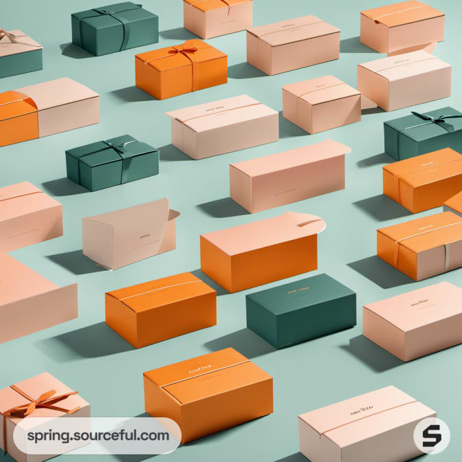 Assorted colored gift boxes with ribbons.