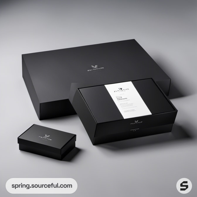 Two elegant black boxes with minimalist labeling.