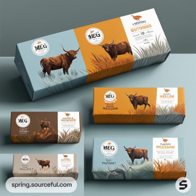 Bar packaging with cow illustrations in earthy tones.