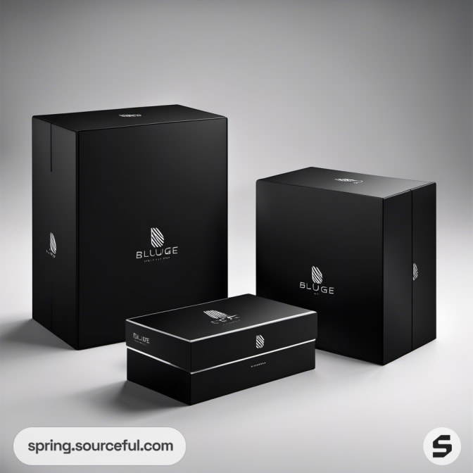 Glossy black boxes with elegant, minimalist design.