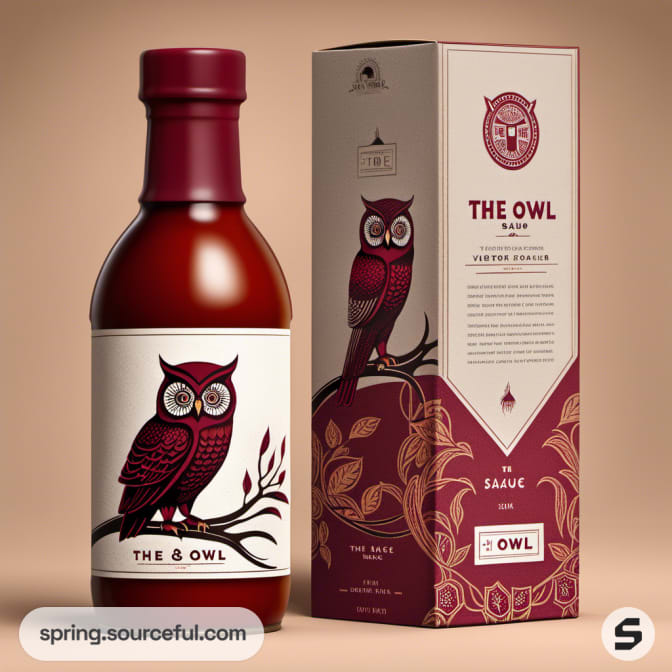 Single bottle with an owl design, showcased with a matching box.