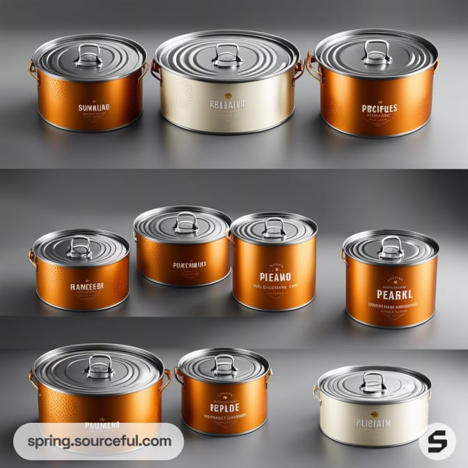 Copper and silver cookware set with various pot sizes on a neutral background.