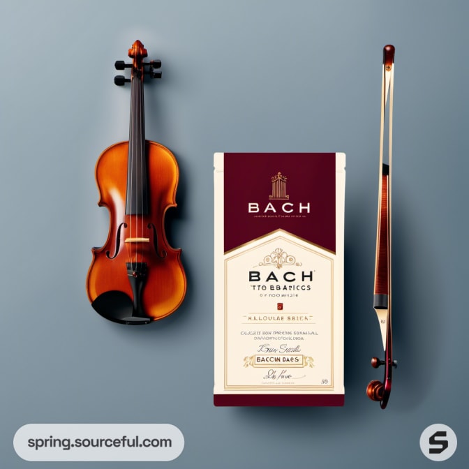 Violin and bow with burgundy and white box