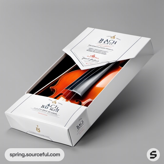 White box packaging a violin