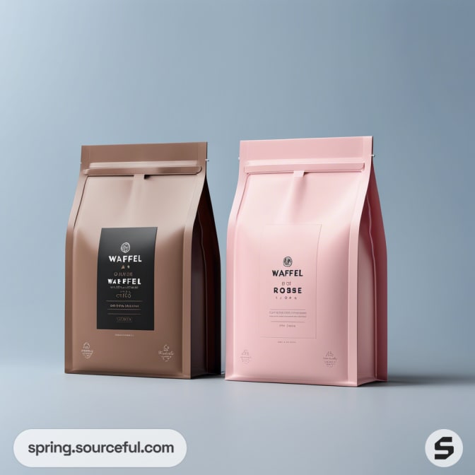 Brown and pink resealable bags with chic design.