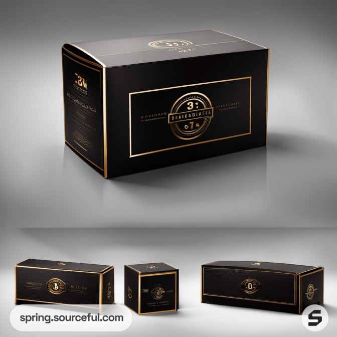 Large black and gold box with classic design accents.