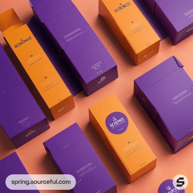 Orange and purple rectangular boxes with 'Science' branding.