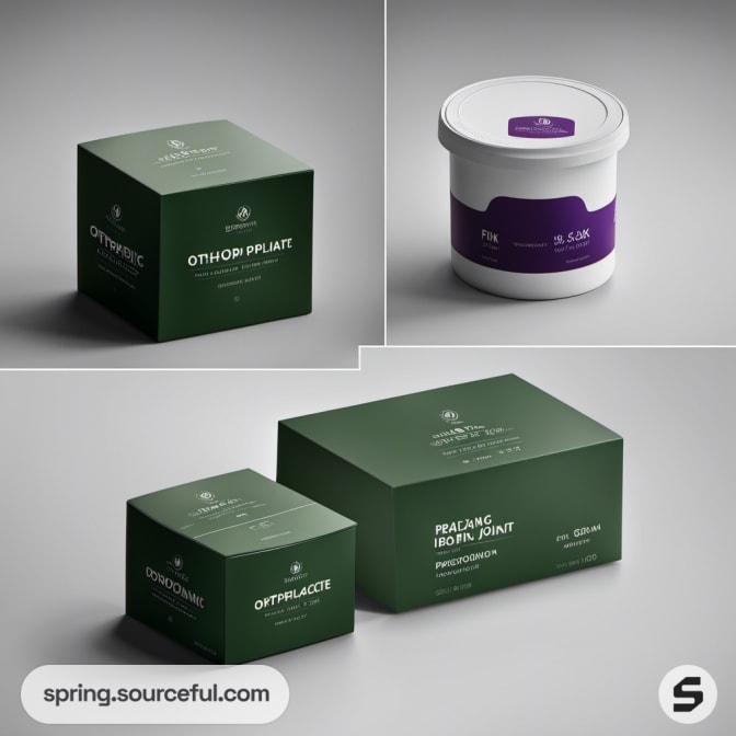 Green and purple boxes with containers on a gray background.