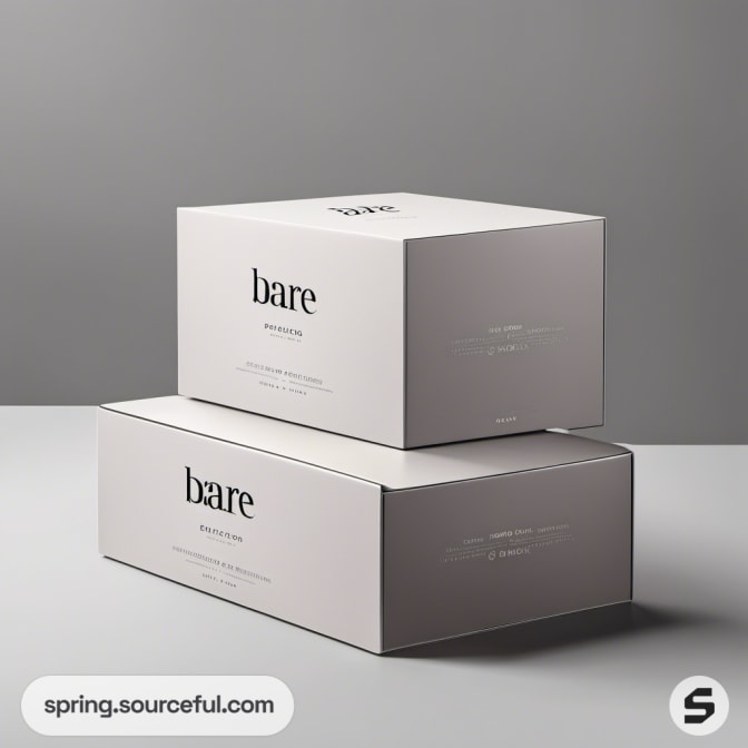 Stacked white and grey boxes with 'bare' branding.
