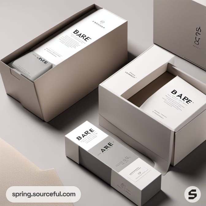 Opened boxes revealing 'bare' branded items inside.