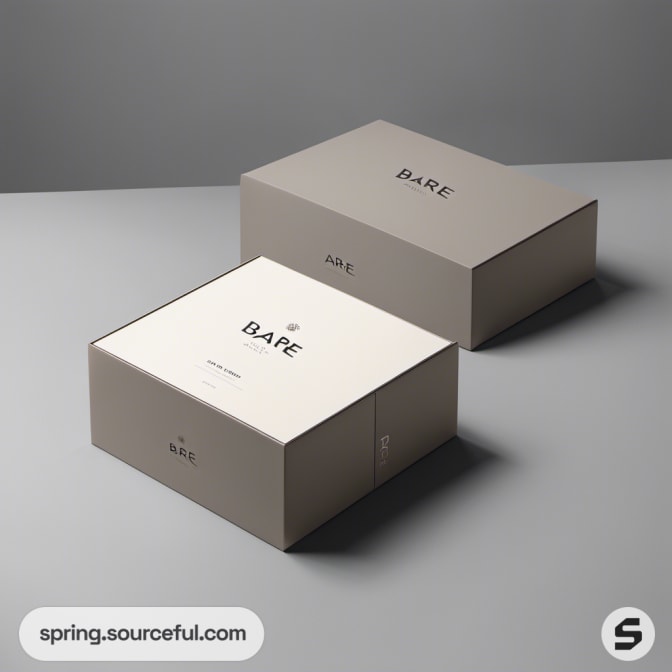 Two grey boxes with 'bare' branding on grey background.