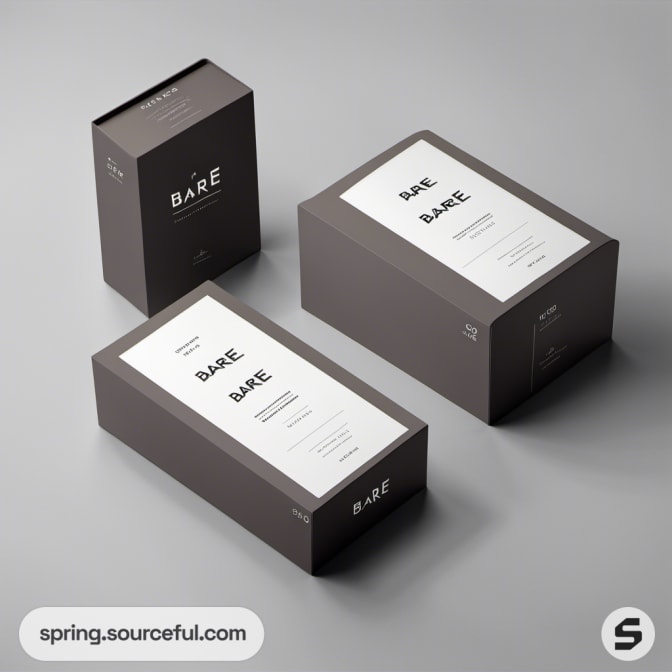 Dark grey boxes with prominent 'bare' branding.